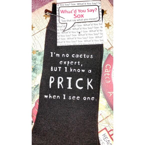 Humor Socks NWT What’d You Say? Sox Cactus Saying Perfect Gift - Picture 2 of 2